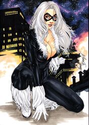 1girls 2018 big_breasts black_bodysuit black_cat_(marvel) blue_eyes bodysuit boots breasts busty cleavage dated domino_mask ed_benes_studio eyeshadow felicia_hardy female female_only fur_trim gloves large_breasts lipstick looking_at_viewer makeup mariah_benes marvel marvel_comics mascara mask new_york new_york_city pinup purple_lips purple_lipstick signature smile solo spider-man_(series) superhero_landing superheroine unzipped_bodysuit white_boots white_gloves white_hair