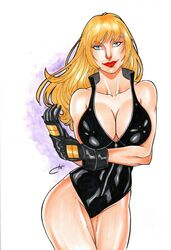 1girls 2019 big_breasts black_canary black_gloves black_leotard blue_eyes breasts busty carla_torres cleavage dated dc dc_comics deep_cleavage dinah_lance ed_benes_studio eyeshadow female female_only full_cleavage gloves green_arrow_(series) large_breasts leotard lipstick looking_at_viewer makeup mascara pinup red_lips red_lipstick signature sketch smile solo thighs zipper_pull_tab