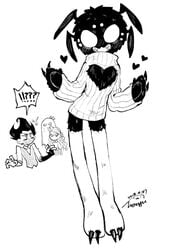 2018 2boys anthro black_fur don't_starve don't_starve_together dont_starve dont_starve_together female femboy fur furry gay girly happy klei_entertainment monochrome solo spider sweater thighhighs webber wenyu