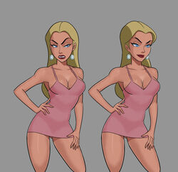 1girls ass athletic bare_legs bare_shoulders bimbo blonde_hair blue_eyes bottomless breasts bubble_butt busty cleavage clothing dc dc_comics dcau earrings female female_focus female_only hand_on_hips hand_on_thigh hourglass_figure long_hair maid_headdress medium_breasts naughty_face nightgown no_panties pinup pose posing princess princess_audrey pussy red_lipstick royal royalty shaved_pussy skimpy skimpy_dress smiling solo sunsetriders7 tagme upskirt vagina