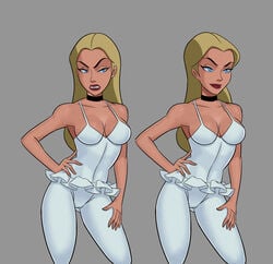 ass athletic bare_legs bare_shoulders blonde_hair blue_eyes bottomless breasts bubble_butt busty clothing dc dc_comics dcau female female_focus female_only hourglass_figure long_hair maid_headdress medium_breasts pinup pose posing princess princess_audrey pussy royal royalty shaved_pussy skimpy skimpy_dress solo sunsetriders7 tagme upskirt vagina