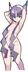 1girls armpits arms_up arms_up_pose bad_censor covering covering_breasts covering_crotch elesa_(pokemon) elesa_(pokemon_bw2) enpe eye_contact gym_leader looking_at_viewer nintendo nude pokemon pokemon_bw pokemon_bw2 small_breasts solo thick_thighs thigh_gap wide_hips