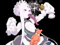 abigail_williams_(fate/grand_order) blonde_hair blue_eyes choker cum dildo doorknob drool fate/grand_order fate_(series) female pierced_nipples teddy_bear tentacle victim_alice white_skin