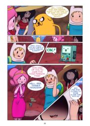 2boys 2girls adventure_time background bmo cartoon_network comic cubbychambers finn_the_human jake_the_dog marceline middle_finger princess_bubblegum speech_bubble tagme text