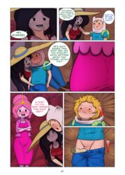 1boy 2girls adventure_time ass cartoon_network clothed_female_nude_male comic cubbychambers finn_the_human marceline pants pants_pulled_down pantsing princess_bubblegum shorts_pull