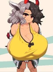 1girls 2d 2d_animation animal_ears animated bent_over bouncing_breasts breasts cow_girl cow_print female haori horns huge_breasts orange_eyes pixel_animation pixel_art smile solo swaying swinging_breasts tail takorin touhou two_tone_hair urumi_ushizaki