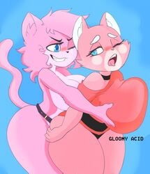 aeris_(vg_cats) anthro big_breasts breasts felid feline felis female female/female fur gloomyacid mammal shima_luan super_planet_dolan vg_cats webcomic yuri