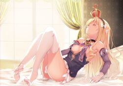 azur_lane blonde_hair breasts crown long_hair masturbation nipples queen_elizabeth_(azur_lane) suwakana