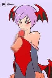 1boy 1girls animated blush censored clothing cum cum_on_face darkstalkers demon_girl fat_ass flat_chest large_ass large_penis lilith_aensland lowres mosaic_censoring naizuri nubiananan paizuri penis small_breasts sound succubus tagme thick_thighs titfuck video wide_hips