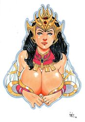 1girls 2019 a_princess_of_mars barsoom big_breasts black_hair blue_eyes breasts busty cleavage collar crown dated deep_cleavage dejah_thoris dynamite_comics ed_benes_studio eyeshadow female female_only full_cleavage hair_ornament headwear huge_breasts john_carter_of_mars large_breasts lipstick long_hair looking_at_viewer makeup mascara pinup princess red_lips red_lipstick royal signature sleeves solo upper_body vagner_fernandes white_background