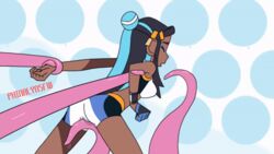 1girls animated ass breasts clothed clothing dark-skinned_female dark_skin female female_only human nessa_(pokemon) nintendo phinalynsfw pokemon pokemon_ss rubbing rubbing_pussy small_breasts solo tentacle tentacles text watermark wet