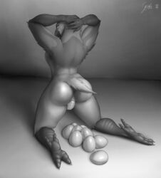 1girls 2019 anthro anus ass avian backpussy beak big_butt bird digital_media_(artwork) egg egg_laying female female_only free_art jakethegoat kneeling looking_at_viewer nude parrot pussy simple_background sketch smile solo