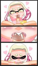 blowjob blush comic fellatio inkling_girl jodyinkfist looking_at_viewer nintendo oral oral_sex pearl_(splatoon) penis penis_lick saliva_trail sharp_teeth splatoon splatoon_2 steamy_breath