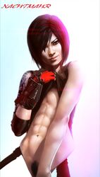 1girls abs asian asian_female bare_arms bare_shoulders black_hair breasts busty clothing faith_connors faith_connors_(mirror's_edge_catalyst) female female_focus female_only gloves looking_at_viewer mirror's_edge mirror's_edge_catalyst muscles muscular muscular_female nachtmahr navel pants_pull pinup pose posing pubic_hair pubic_hair_peek shirt shirt_lift short_hair smirk smirking solo tank_top tank_top_lift tattoo toned toned_female underboob wide_hips