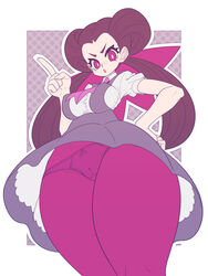 1girls big_breasts brown_hair cameltoe double_bun female game_freak gym_leader horny huge_thighs human kaikoinu leggings nintendo panties_visible_through_clothing pink_eyes pokemon pokemon_oras pokemon_rse roxanne_(pokemon) roxanne_(pokemon_oras) thick_thighs thighs tight_pants twintails upskirt wide_hips