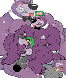 anal anal_masturbation anal_sex anthro anthro_penetrated balls big_muscles biped black_nose boskov_the_bear brain_creature cartoon_network closed_eyes duo erection evil_con_carne fur hector_con_carne hi_res humanoid_penis male male_only male_penetrated mammal masturbation muscular muscular_male nipples orgasm_face paws penetration penile penile_masturbation penis purple_body purple_fur red_tongue solo_focus the_grim_adventures_of_billy_and_mandy tongue toying_self ursid yasser