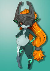 1girls 2019 armor belly big_belly breasts censored female female_only hair headgear helmet humanoid humanoid_pointy_ears imp imp_midna j7w midna mostly_nude nintendo nipples one_eye_obstructed orange_hair pregnant pussy ready_to_pop red_eyes shortstack small_breasts solo the_legend_of_zelda twili twilight_princess video_games yellow_sclera