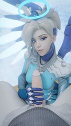 1boy 1girls 3d blonde_hair blue_eyes female halo handjob ice imminent_oral imminent_sex light-skinned_female light-skinned_male light_skin male male_pov mercy nude nude_female overwatch overwatch_2 pale-skinned_female pale-skinned_male pale_skin partially_clothed penis penis_grab ponytail pov snow_angel_mercy straight winter_wonderland_series