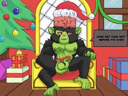 anthro cartoon_network christmas erection furry male male_only mojo_jojo penis powerpuff_girls primate santa_hat solo whitecorvo