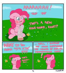 absurd_res arthropod bee bodily_fluids comic female feral friendship_is_magic hi_res human human_on_feral hymenopteran insects kumakum male mammal my_little_pony penis pinkie_pie_(mlp) saliva straight text