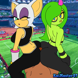 1boy 1boy1girl 1girls 2d anthro buttjob deadly_six double_buttjob double_hot_dogging female female_on_top girl_on_top hot_dogging human human_on_anthro mario_and_sonic_at_the_olympic_games on_top rouge_the_bat rouge_the_rider sega sitting_on_person sonic_(series) sonic_lost_world sonic_the_hedgehog_(series) sportswear the_deadly_six thekaimaster07 zeena zeti zeti_(species)