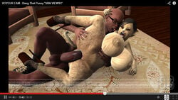 1boy 1girls 3d animal_ears ass_grab back_view bald bangbangrush big_ass big_breasts big_butt big_penis bimbo black_hair busty chair cum cum_in_pussy cum_inside cumdrip dark-skinned_male dark_skin detailed_background english_text erect_nipple erect_nipples erection eyelashes female front_view glasses grab grabbing high_heels hugging human humanoid indoor inside interspecies leg_lift leg_up male naked nude open_mouth original_character penetration pose posing room sex shadow shoes short_hair shortstack snow socks spreading straight text vaginal_penetration voluptuous