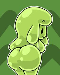 1girls artist_request ass green_body presenting_hindquarters simple_background slime_girl slymee solo solo_female sycneit_(artist)