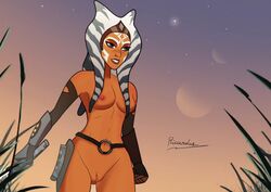 1girls 2019 ahsoka_tano alien alien_girl breasts edit female_focus female_only forces_of_destiny lightsaber naked nipples nude orange_body orange_skin pussy riccardus97 screenshot screenshot_edit sky solo standing star_wars star_wars_rebels stars text togruta white_lightsaber