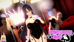 2boys 3d 4girls big_penis black_hair blonde_hair blue_hair bunny_ears bunnysuit cleric_(numbersguy) dark-skinned_male dark_skin english_text female glasses interracial koikatsu large_breasts male ninja_(numbersguy) numbersguy original pole pole_dancing queen_of_spades sensei_(numbersguy) text warm_(numbersguy)