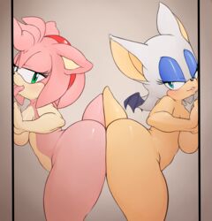 2014 2girls amy_rose anthro argento ass ass_focus ass_to_ass bat big_ass big_breasts big_butt blush breasts bubble_ass bubble_butt bump busty butt_focus duo female female_only furry hedgehog huge_ass large_breasts looking_at_viewer mammal nude nude_female rouge_the_bat sega sideboob smile sonic_(series) sonic_the_hedgehog_(series) thick_ass tongue wings yuri