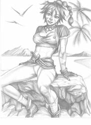 chrono_cross kid_(chrono_cross) monochrome nipples_visible_through_clothing pandoras_box pussy sketch tagme