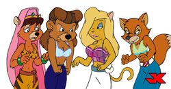 anthro bear bra canine cat clothes clothing disney feline female female_only fox fur furry furry_ears furry_tail interspecies jk kitten_kaboodle looking_at_another lotta_lamour mammal mole mole_under_mouth muffy_vanderschmere multiple_females rebecca_cunningham standing tagme tail talespin uncensored