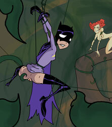 arms_behind_back barbara_gordon barbara_gordon_(the_batman) batgirl batman_(series) bondage boots dc_comics high_heel_boots nipples poison_ivy poison_ivy_(the_batman) pussy the_batman thigh_boots