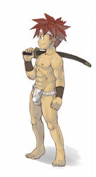 chrono_(series) chrono_trigger crono fundoshi male male_only nude solo sword weapon