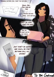 bulge comic dark_skin emi_(prettysinny) futanari intersex mia_(prettysinny) prettysinny speech_bubble text