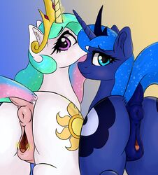 10s 2019 2girls absurd_res alicorn animal_ears animal_genitalia animal_pussy anus ass butt clitoris crown cutie_mark dat_ass dosh duo equid equine_pussy friendship_is_magic hasbro hi_res horn horse looking_at_viewer looking_back mammal my_little_pony nude pony princess princess_celestia_(mlp) princess_luna_(mlp) pussy royal royalty siblings sisters spread_pussy spreading twitter vagina wings