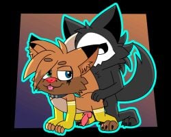 2d_animation 5:4 adult_(lore) anal anal_sex animal_genitalia animal_penis animated anthro anthro_on_anthro ass black_body black_fur brown_body brown_fur canine_genitalia canine_penis changed_(video_game) erection femboy from_behind_position fur genitals hi_res loop male male/male male_penetrated male_penetrating male_penetrating_male penetration penis puro_(changed) sex solo tail tongue tongue_out yoyan_fox