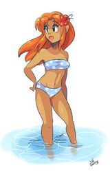 bikini flower_in_hair link's_awakening marin nintendo pineapplelicious red_hair solo water