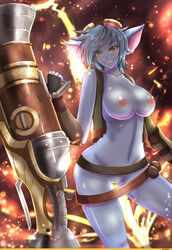 big_breasts breasts gun large_ears league_of_legends nude tagme torahime tristana yordle