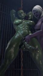 1futa 1girls 3d areolae baldur's_gate baldur's_gate_3 big_breasts big_penis blue-haired_female blue_skin breasts chained_up cock completely_nude drow dungeons_and_dragons elf elf_ears forgotten_realms futanari green-skinned_futa green_skin hand_on_penis huge_cock interracial intersex intersex/female long_fingernails long_nails muscular muscular_futa nipples nude nude_female nude_futa orc orc_futa penis pointy_ears restrained roriori teasing viconia_devir white_hair wizards_of_the_coast