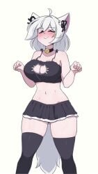 1girls 9:16 animated black_thighhighs breasts cat_cutout cat_ears cleavage cleavage_cutout clothing_cutout collar dance dancing embarrassed female female_only fox_girl ghost_girl gif large_breasts latam_virtual_youtuber light-skinned_female light_skin meme pale-skinned_female pale_skin pookyboo ryousakai sad_cat_dance skirt thick_thighs thighhighs thighs vertical_video virtual_youtuber vtuber vtuberfanart white_hairclip