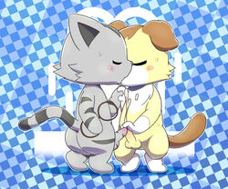 alex_(jewelpet) american_shorthair ass balls blush bodily_fluids chest_tuft cum cum_on_penis domestic_cat eyewear felid feline felis french_kissing frottage genital_fluids glasses jewelpet jewelpet_(species) kissing male male/male mammal ofuro orgasm penis sanrio scottish_fold sex sweat tour_(jewelpet) tuft