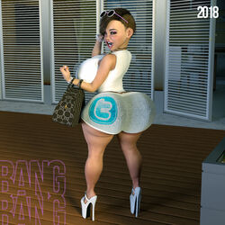 1girls 3d angela_(bangbangrush) artist_name back_view bag bangbangrush bare_shoulders big_ass big_breasts big_butt bimbo bracelet brown_hair busty curvy dat_ass detailed_background eyelashes eyeshadow female female_only footwear glasses high_heels hourglass_figure human indoor inside legwear looking_at_viewer looking_back open_mouth pose posing room shadow short_hair short_shorts shorts shortstack sideboob solo spread_legs spreading stairs standing stockings sunglasses sunglasses_on_head text voluptuous wide_hips