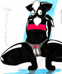 anthro black_hair furry furry_only humidity pose robbie_wallace_bulsara skunkette tulip vulva whygena