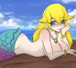mermaid peach from mario (series) by principenegro