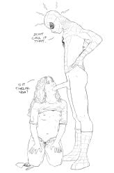 1boy 1girls balls ballsack big_ass big_butt big_penis big_thighs black_and_white blowjob breasts cheek_bulge dialogue drawing english_text fellatio line_art long_penis marvel marvel_cinematic_universe marvel_comics michelle_jones monochrome oral oral_sex partially_clothed penis penis_out sketch spider-man spider-man:_no_way_home spider-man_(series) spider-man_(tom_holland) spider_sense sucking_penis text tits_out unbuttoned_pants unseen_male_face work_in_progress