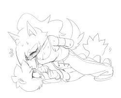absurd_res arm_behind_back breast_size_difference cleavage exercise kosherea lemur monochrome on_top push-up sega sketch sonic_(series) sonic_the_hedgehog_(comics) sonic_the_hedgehog_(idw) sonic_the_hedgehog_(series) sweating sweatpants sweaty_breasts tangle_the_lemur tomboy whisper_the_wolf yuri
