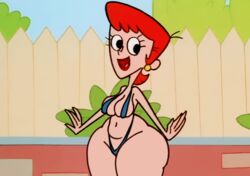 1girls 2019 4_fingers accurate_art_style animated big_butt big_thighs bikini blue_swimsuit breasts canonical_scene cartoon_network dexter's_laboratory dexter's_mom earrings edit eyelashes female female_only huge_butt huge_thighs human human_only lipstick milf mother outside parent red_hair red_lipstick redhead screenshot screenshot_edit smile swimsuit thick thick_thighs twitter walking wide_hips yetig