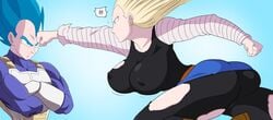 android_18 big_breasts color dragon_ball dragon_ball_super dragon_ball_z large_breasts super_saiyan_blue vegeta zetarok