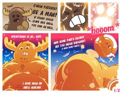 2019 anthro ass bara barely_visible_genitalia barely_visible_penis belly blush cartoon_network closed_eyes comic digitslayer english_text gay male male_only moobs overweight overweight_male patrick_fitzgerald penis solo text the_amazing_world_of_gumball